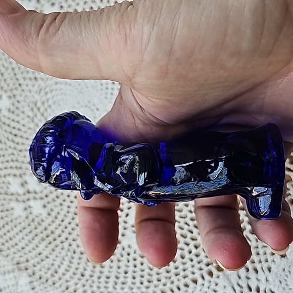 Vintage Boyd Glass cobalt Blue Chuckles the Clown - Picture 4 of 8